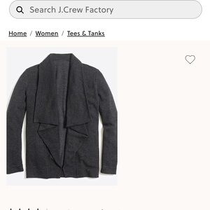 J. Crew Women's Charcoal Open Front Cardigan
